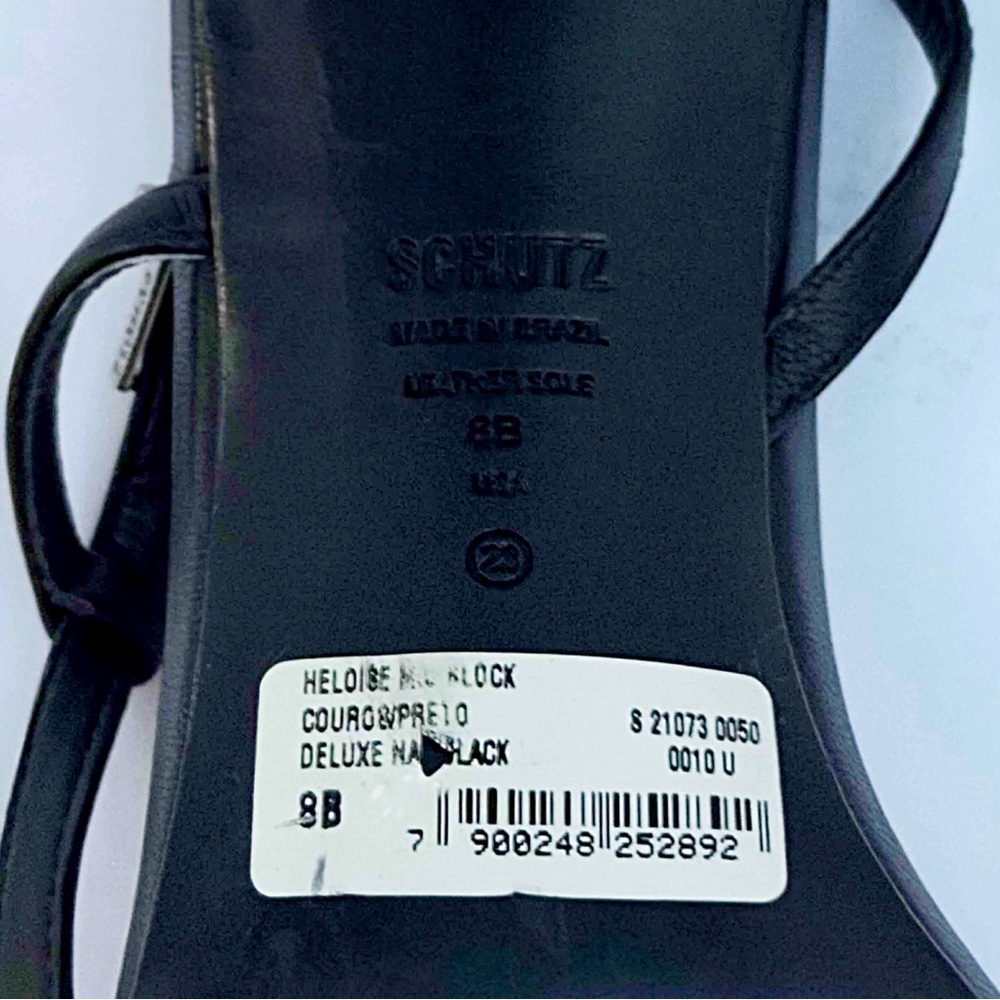 Schultz Heloise Mid Block Black Leather Sandals S… - image 6